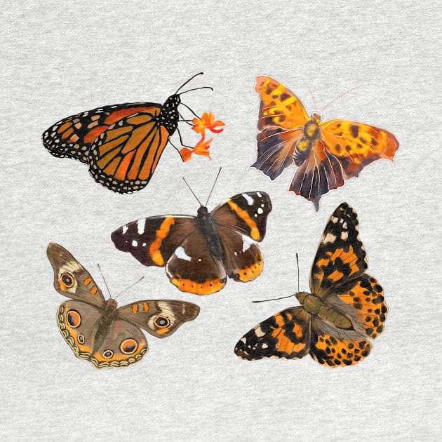 Orange and Brown Butterflies by KatieMorrisArt